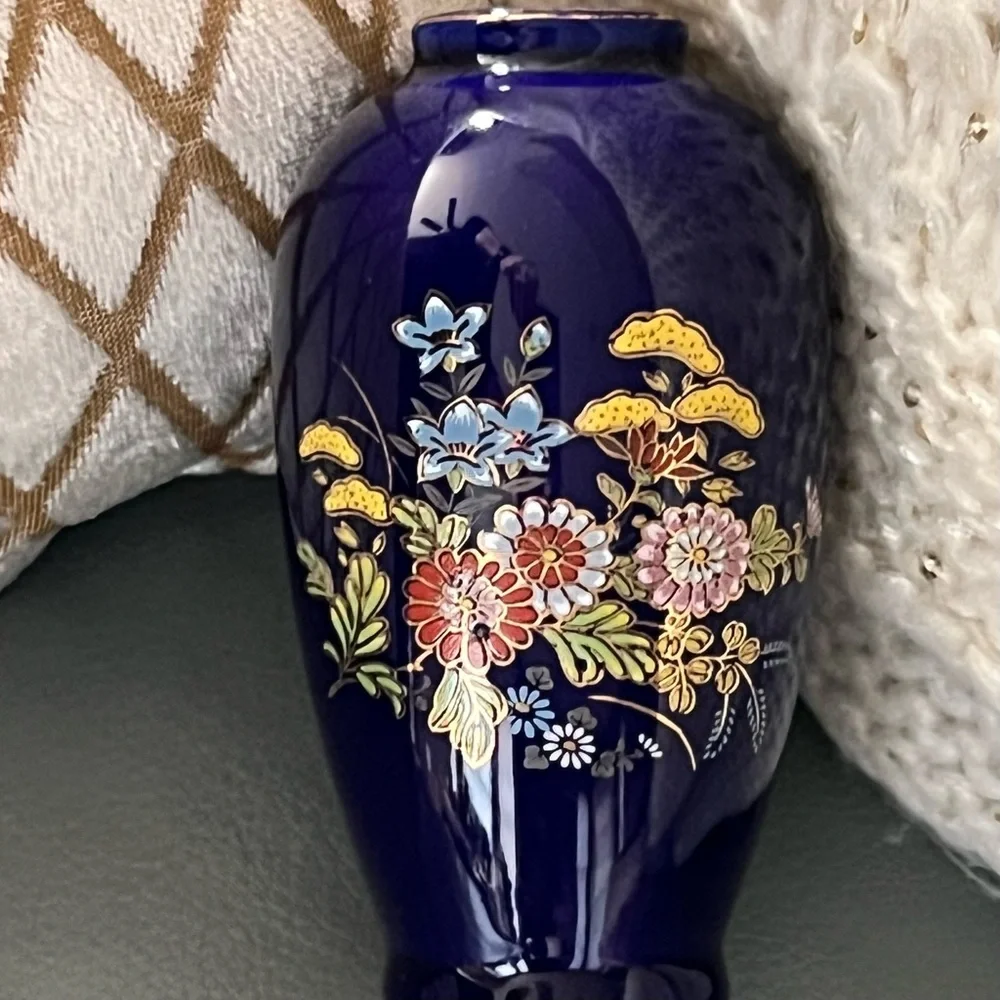 Vintage ASIAN CHINOISERIE MCM Style Botanical FINE Floral BUD VASE Made in Japan - Picture 3 of 9